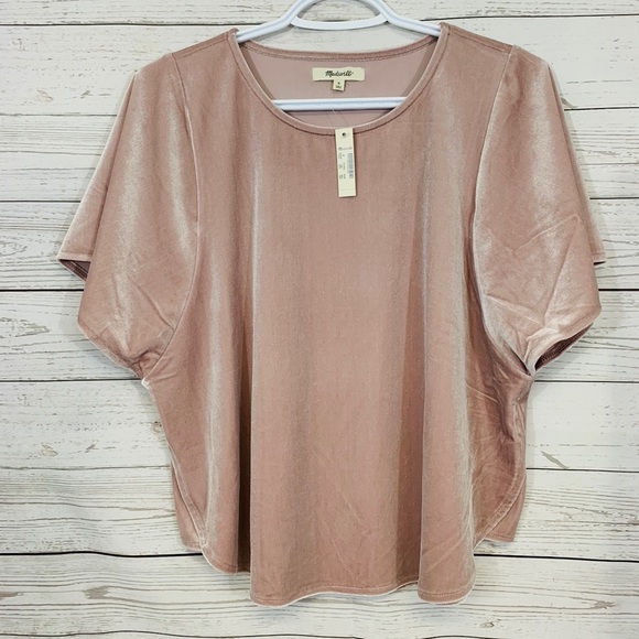 NWT MADEWELL Velvet Blouse Top champagne - Picture 4 of 7